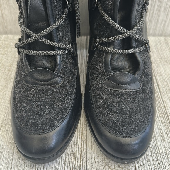 Napoleoni Grannie Black Leather Neoprene Lace-up Lolita Granny Booties - Picture 8 of 10